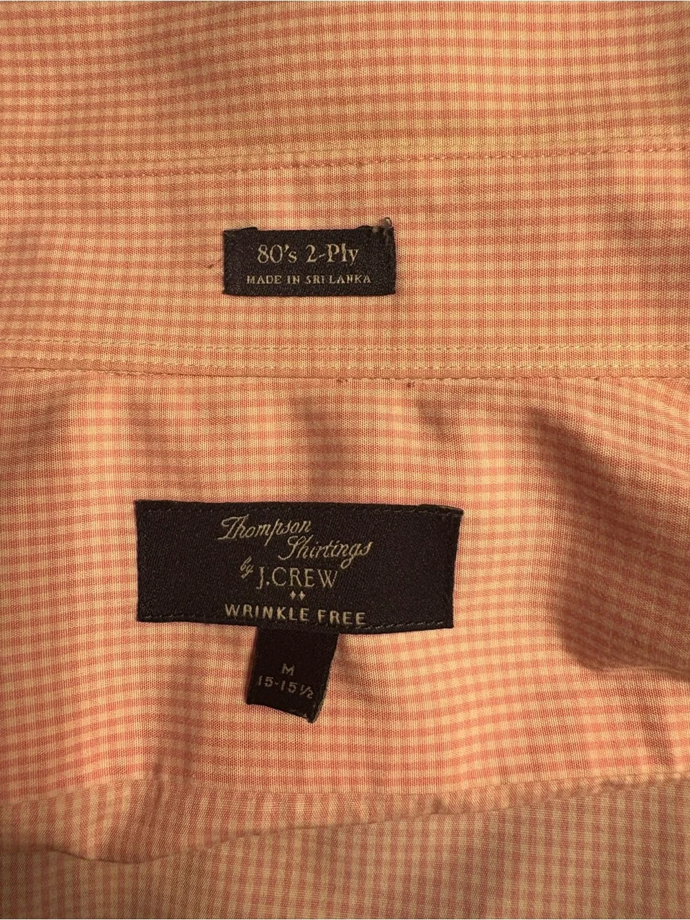 J. Crew Pink Micro-Check Long Sleeve Dress Shirt 80’s2ply